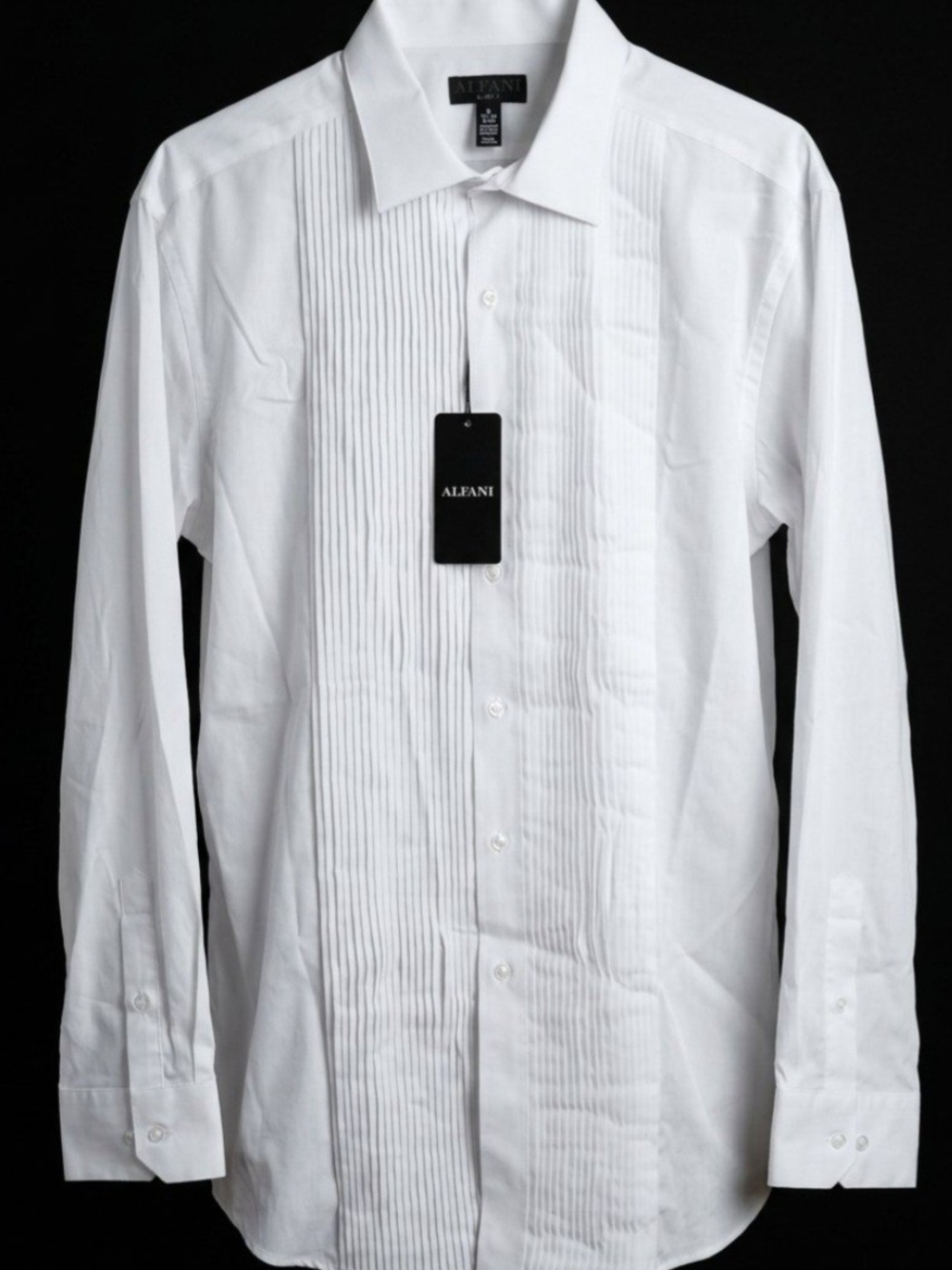 Alfani White Pleated Front Dress Shirt - Men's